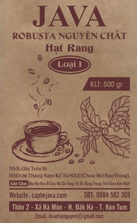 Cà phê hạt rang Robusta Java - Loại I - 500 gram